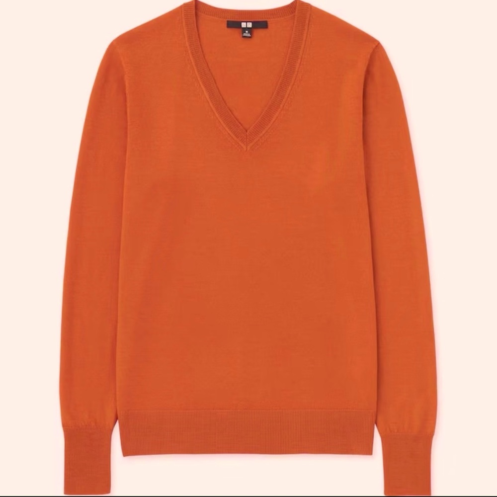 UNIQLO Merino Cashmere Sweater, Tangerine Orange Size L